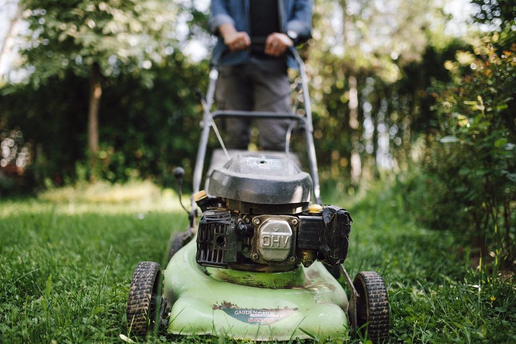 Mowing a lawn